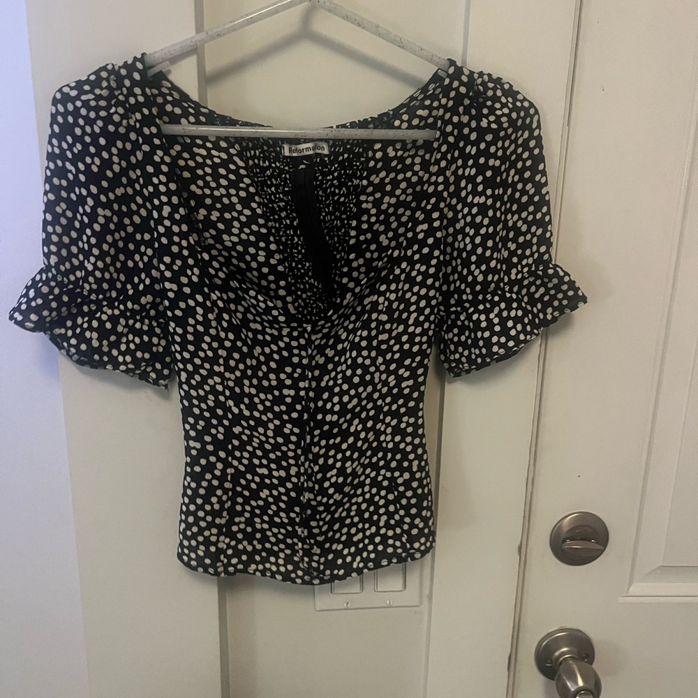 Reforms Polka Dot Puff Sleeve Top - Picture 2 of 5
